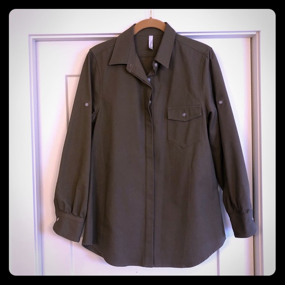 NWOT Thayer Olive Green Utility Shirt - Picture 1 of 4
